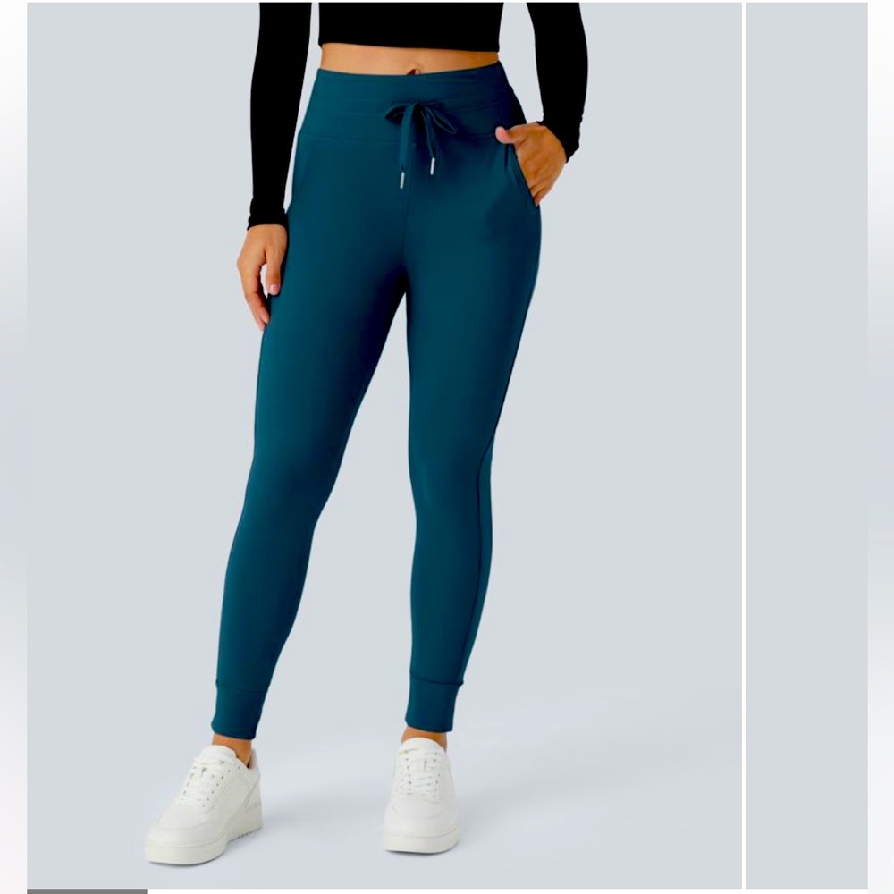HALARA softlyzero plush oxford Blue High-Waisted drawstring Joggers XL regular